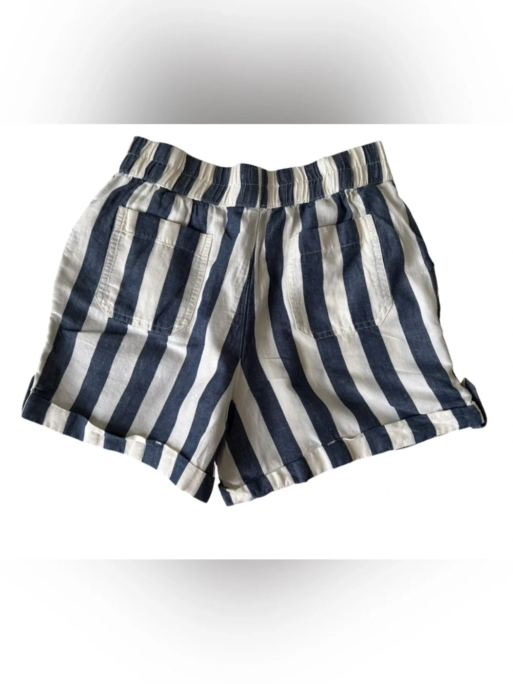 Pact Organic Cotton/Hemp Blend Shorts in the "Mariner Stripe" pattern size small - Picture 3 of 7